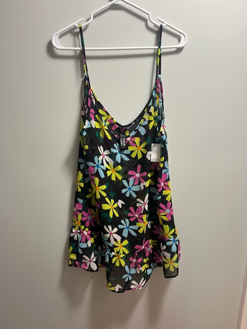 Hurley Black Floral Spaghetti Strap Dress with Multicolor Flowers